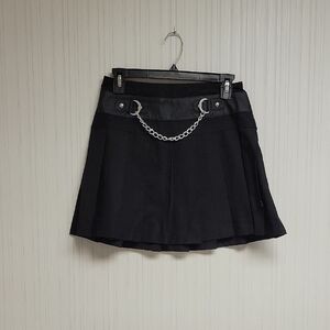 Royal Bones Black Chain Pleated Women's Skirt Sz S. New Goth Dark Academia